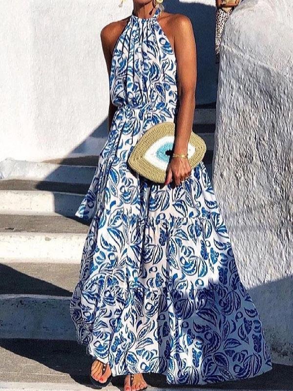 Floral Print Halter Bohemian Long Skirt - LuckyFash™