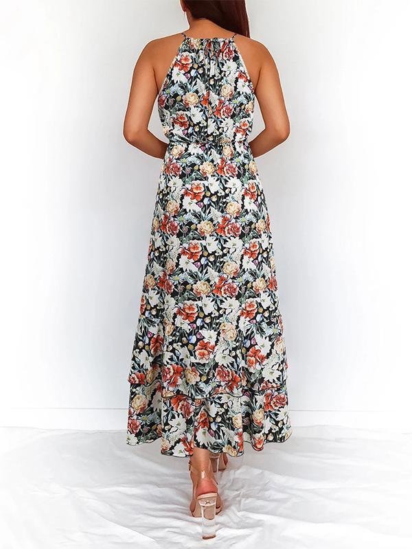 Floral Print Halter Sleeveless Dress - LuckyFash™