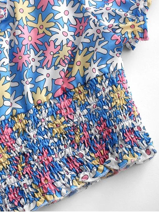 Floral Print Shirred Crop Top - LuckyFash™