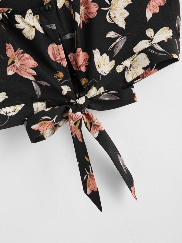 Floral Print Tie Back Cami Top - LuckyFash™