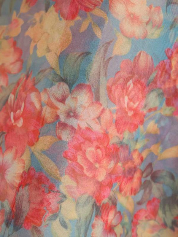 Floral Print Tie Neck Organza Blouse - LuckyFash™