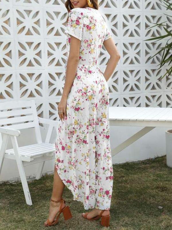 Floral Print Wrap Hem Dress - LuckyFash™