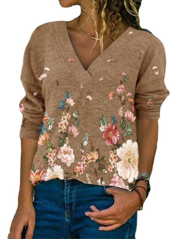 Floral Pullover Print Long Sleeve T-Shirt - LuckyFash™