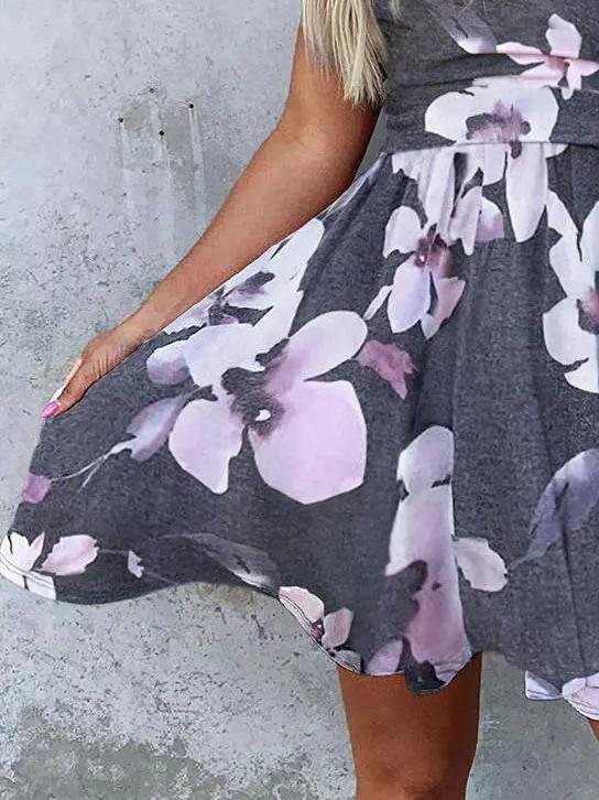 Floral Stitching Spaghetti Strap Ruffled Mini Dress - LuckyFash™