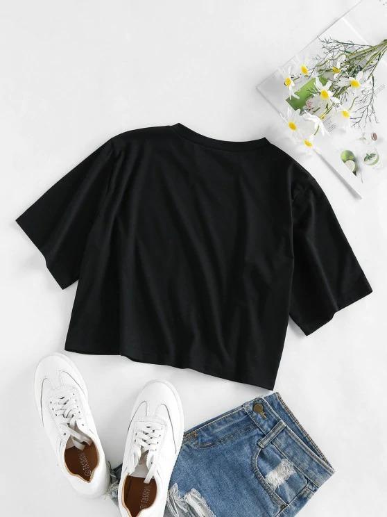 Flower Bee Letter Print Crop T-shirt - LuckyFash™