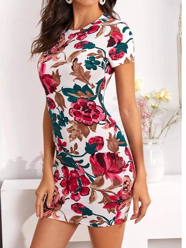 Flower Print Bodycon Dress - LuckyFash™