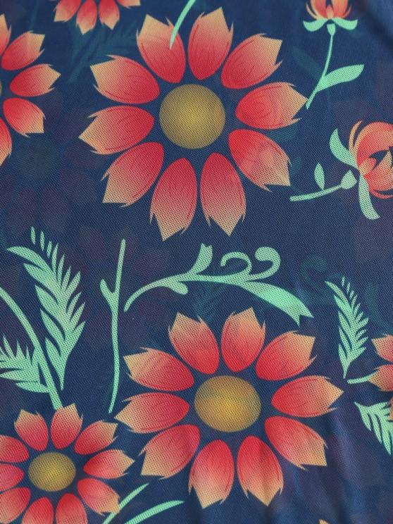 Flower Print Mesh Long Sleeve T-shirt - LuckyFash™