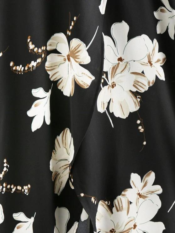 Flower Slit Maxi Surplice Dress - LuckyFash™