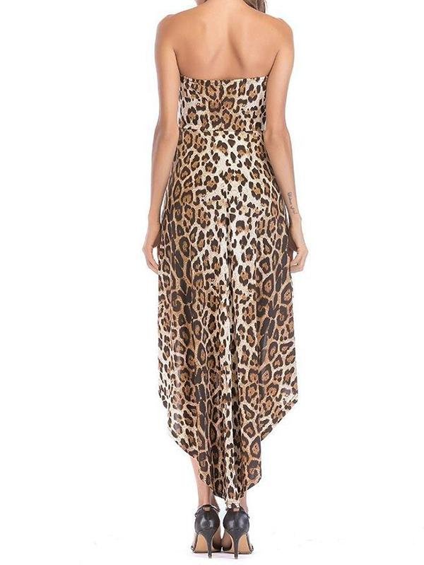 Flowy Off-shoulder Leopard Print Beach Romper - LuckyFash™