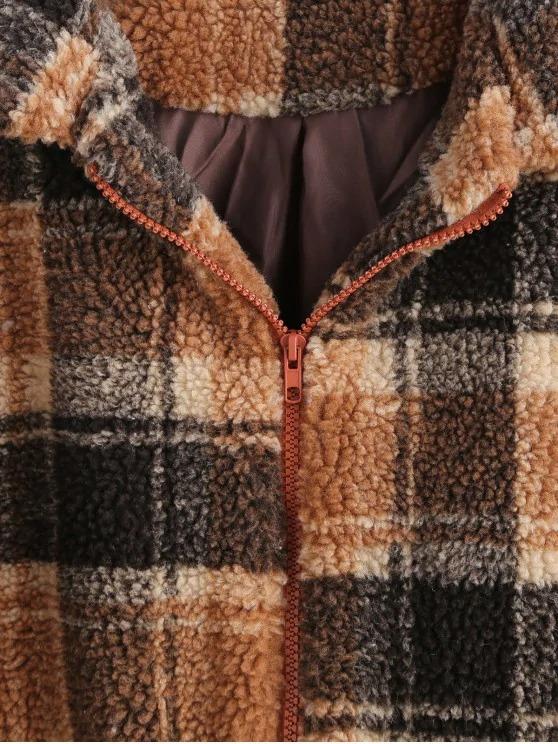 Fluffy Faux Fur Short Plaid Coat - LuckyFash™