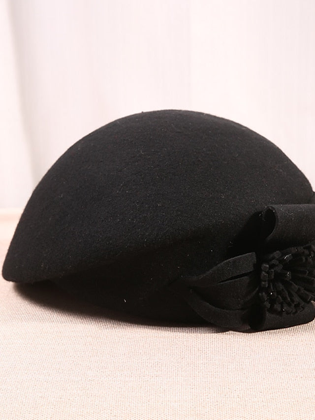 Women's Hat Beret Hat Black Wine Camel Outdoor Street Dailywear Flower Pure Color Warm Breathable - LuckyFash™