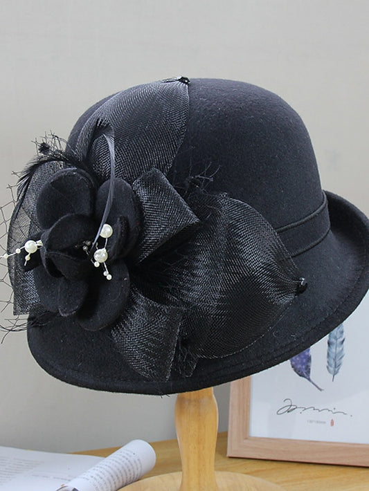 Women's Party Hat Party Wedding Special Occasion Flower Flower Wine Camel Hat Black Gray Fall Winter Spring - LuckyFash™