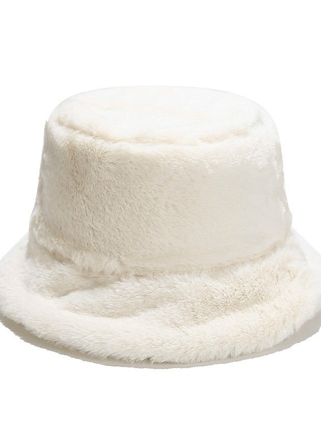 Winter Solid Fur Fluffy Bucket Hats Women Outdoor Warm Sun Hat Soft Furry Fisherman Cap Girl Fashion Panama Cap - LuckyFash™