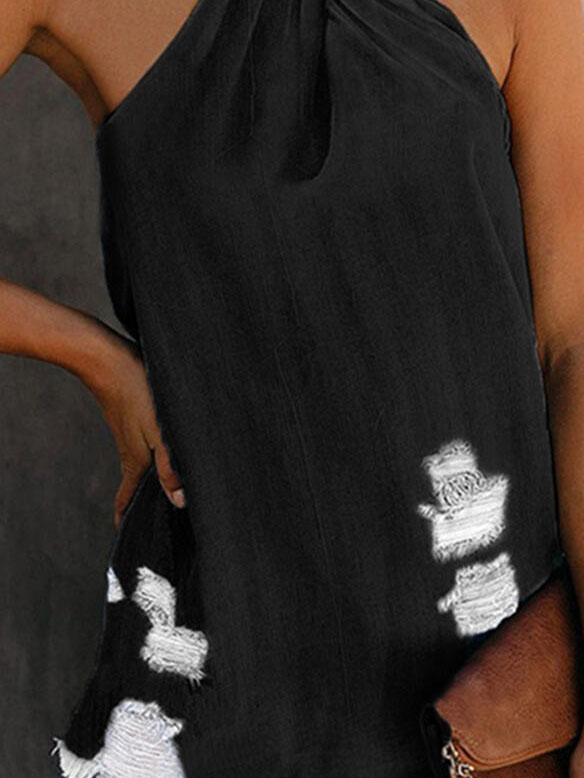 Frayed Casual Loose Washed Denim Tank Top - LuckyFash™