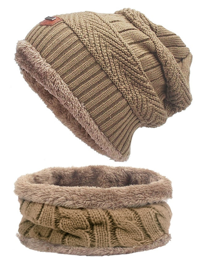 Men's Women's Slouchy Beanie Hat Winter Warm Set Outdoor Home Daily Solid / Plain Color Knitting Casual Casual / Daily 1 Pack - LuckyFash™