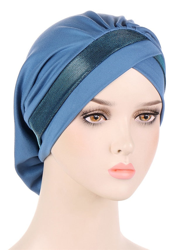 Women Turban Hat Cross Head Wrap Islamic Hijab Cap Solid Color Soft Headscarf Fashion Muslim Hats Scarf High Quality Hair Care Cap - LuckyFash™