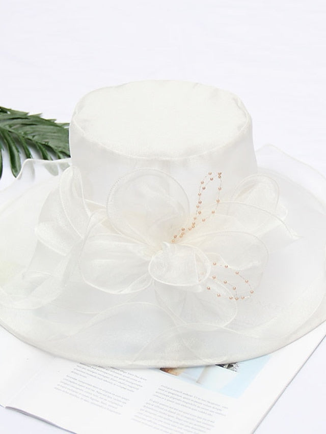 Women's Party Hat Party Wedding Special Occasion Flower Solid Color Wine Black Hat / White / Fall / Winter / Spring / Summer - LuckyFash™