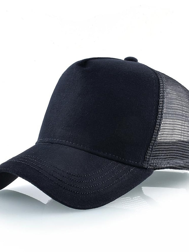 solid color cotton baseball cap european and american retro mesh cap peaked cap trucker hat men's spring and autumn simple tennis cap - LuckyFash™