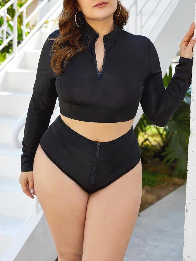 Full Wrap Zipper Wireless Long Sleeve Swimsuit - LuckyFash™