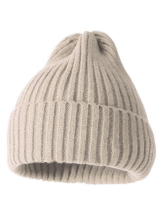 Women's Hat Beanie / Slouchy Winter Hats Green Pink Khaki Outdoor Street Dailywear Knit Pure Color Windproof Comfort Warm - LuckyFash™