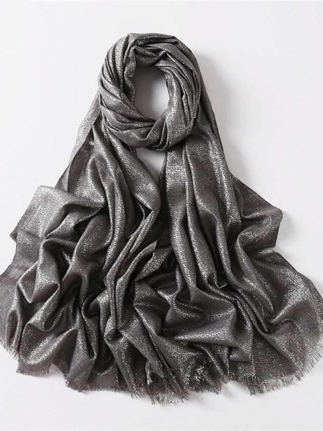 Women's Women's Shawls & Wraps Outdoor Dailywear Holiday Black Brown Purple Scarf Pure Color - LuckyFash™