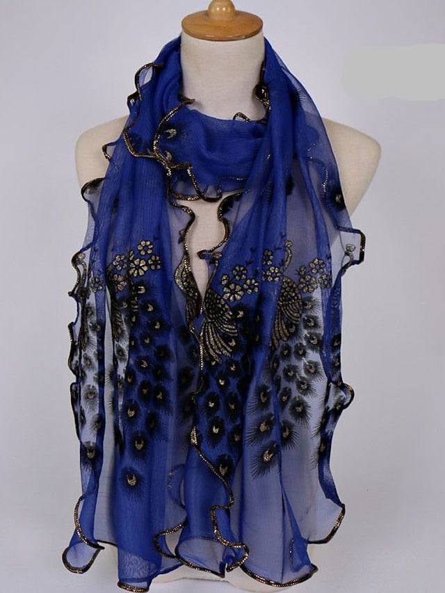 Women's Chiffon Scarf Dailywear Date Blue Scarf Animal - LuckyFash™