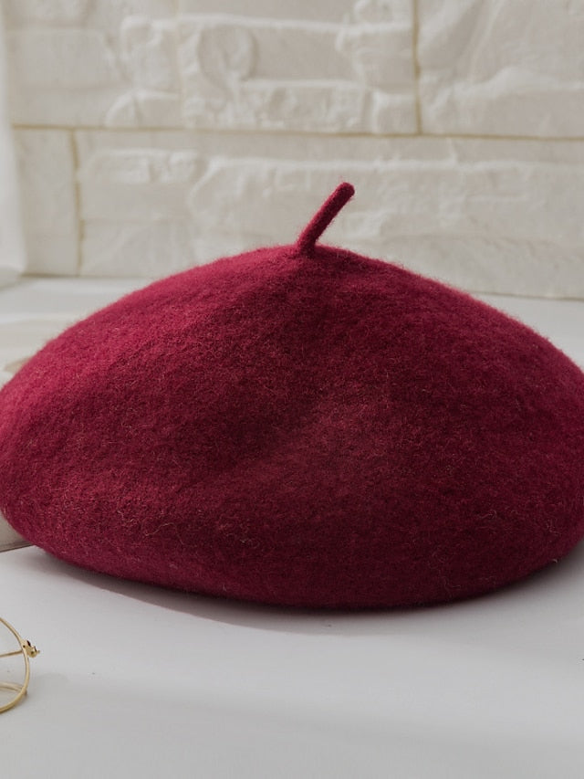 Women's Hat Beret Hat Black Pink Wine Outdoor Street Dailywear Fleece Pure Color Warm Breathable - LuckyFash™