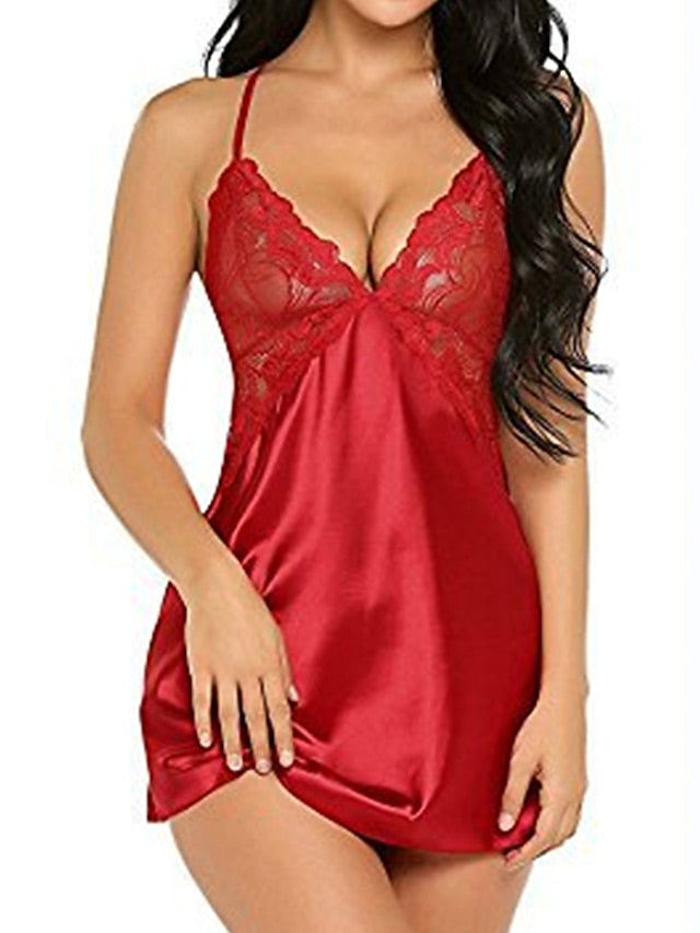 Women's Lace Dress Summer Dress Mini Dress Cute Sexy Lace Backless Solid Color Strap Home Lounge Black Pink 2023 Summer Spring S M L XL - LuckyFash™