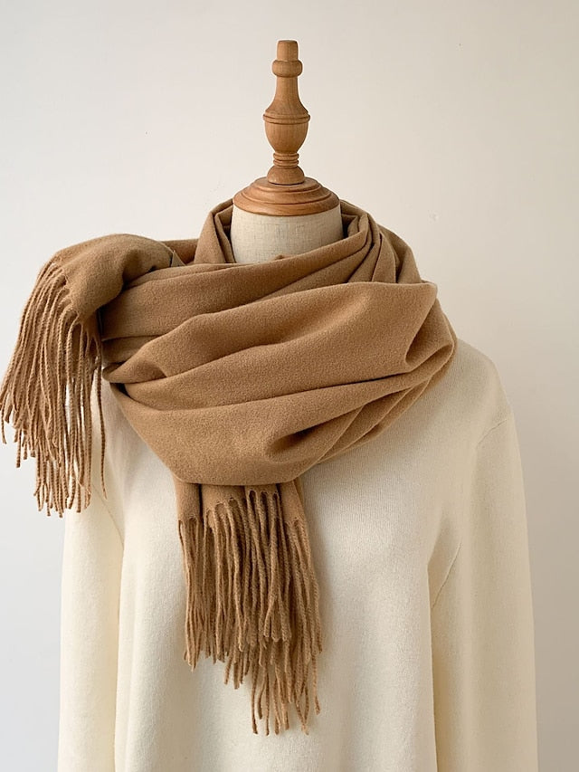 Women's Women's Shawls & Wraps Party Black Scarf Pure Color / Basic / Green / Khaki / Fall / Winter - LuckyFash™