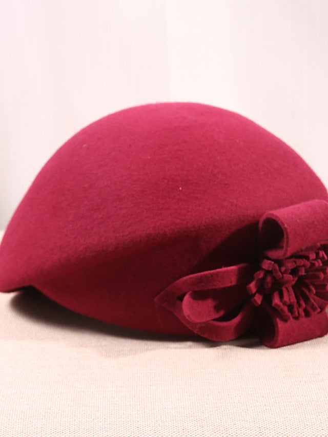 Women's Hat Beret Hat Black Wine Camel Outdoor Street Dailywear Flower Pure Color Warm Breathable - LuckyFash™