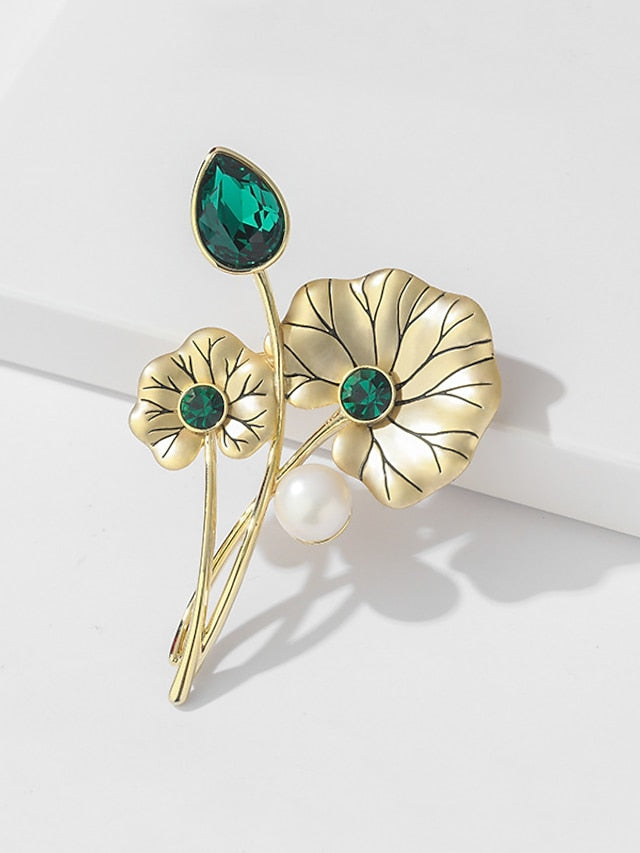 Women's Brooches Retro Flower Luxury Sweet Brooch Jewelry Red Green For Office Daily Prom Date Beach - LuckyFash™
