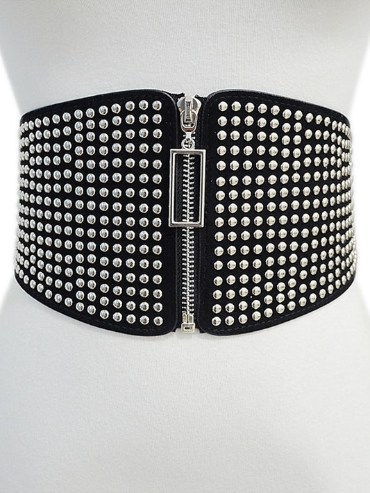 Belt PU Black Wide Belt Street Prom Round Dots for Women - LuckyFash™