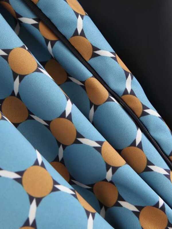 Geo Pattern Fringe Trim Wrap Blazer - LuckyFash™