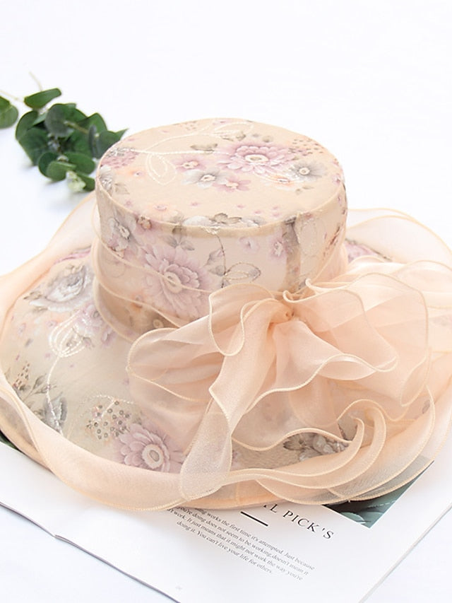 Women's Hat Sun Hat Light Pink Pink Light Gray Outdoor Home Street Mesh Embroidery Flower Portable Windproof Comfort - LuckyFash™