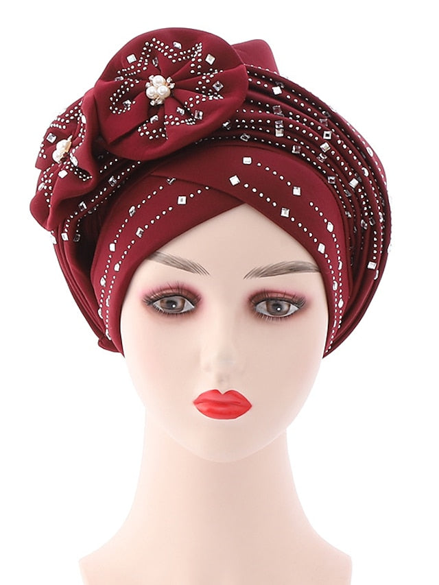 Women's Beanie / Slouchy Party Dailywear Sports Outdoor Beaded Flower Flower Black White Hat Basic Red Fall  Winter - LuckyFash™