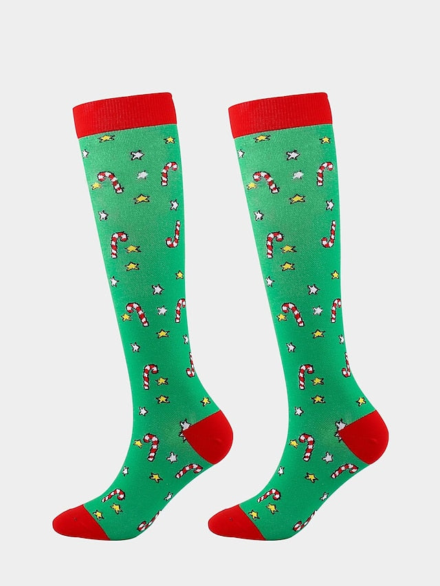 Unisex Knee High Socks Christmas Gift Cycling / Bike Multi Color Spandex Nylon Sporty Casual Classic Warm Cute Sports 1 Pair - LuckyFash™