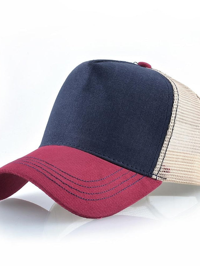 solid color cotton baseball cap european and american retro mesh cap peaked cap trucker hat men's spring and autumn simple tennis cap - LuckyFash™