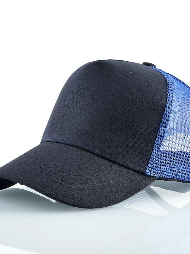solid color cotton baseball cap european and american retro mesh cap peaked cap trucker hat men's spring and autumn simple tennis cap - LuckyFash™