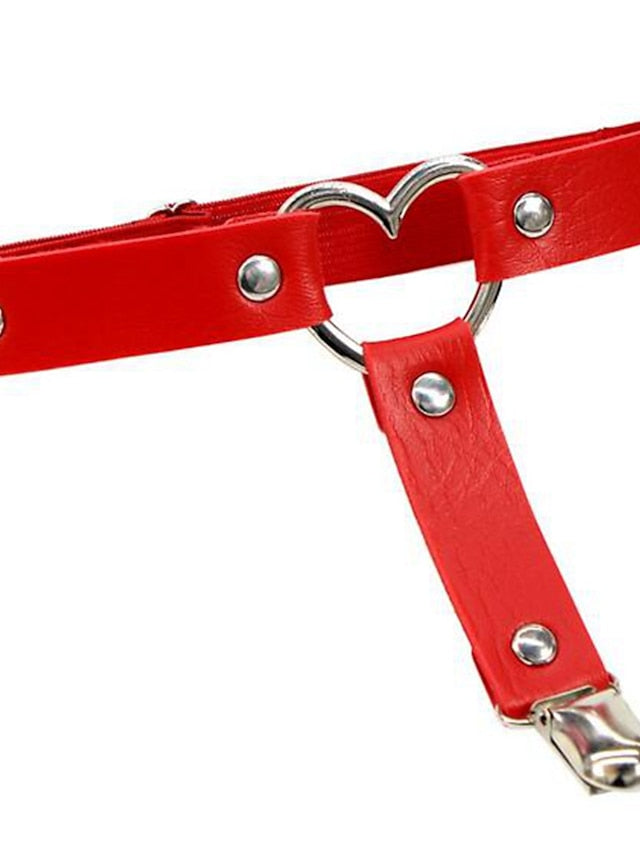 Leg Chain Punk Stylish Women's Body Jewelry For Party Evening Daily Classic PU Leather Heart Black White Red 1pcs - LuckyFash™