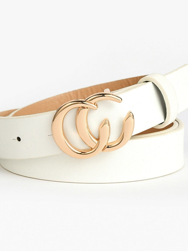 Women's Belt PU White Black Brown Coffee Waist Belt Sport Daily Pure Color / Spring / Summer / Fall / Winter / Alloy - LuckyFash™