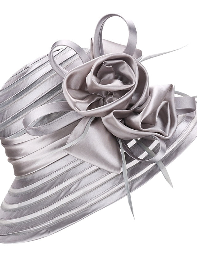 Women's Hat Party Hat Silver Black Purple Wedding Party Outdoor Flower Solid Color Portable Sun Protection Breathable - LuckyFash™