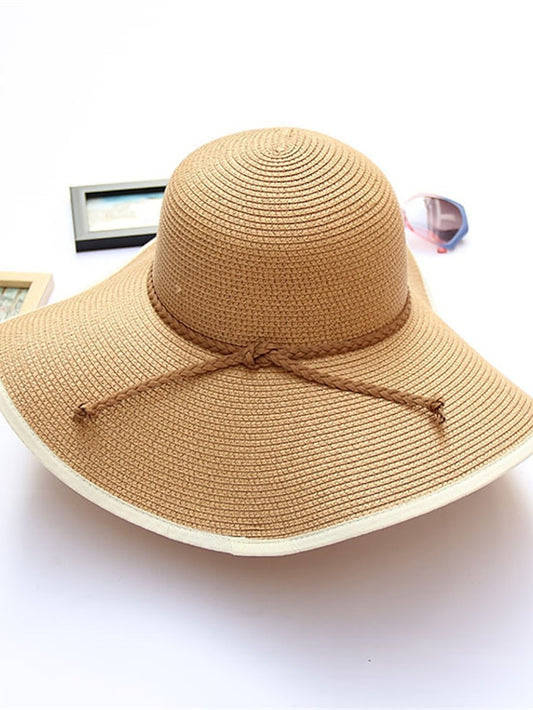 Large Big Wide Brim Hat Women Solid Summer Sun Hat Ladies Packable Floppy Straw Hat Women Beach Cap Female Dome Beach Hat - LuckyFash™