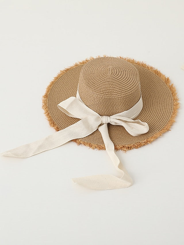 Women's Sun Hat Straw Hat Daily Holiday Straw Vacation Beach Sunscreen Breathability 1 pcs - LuckyFash™