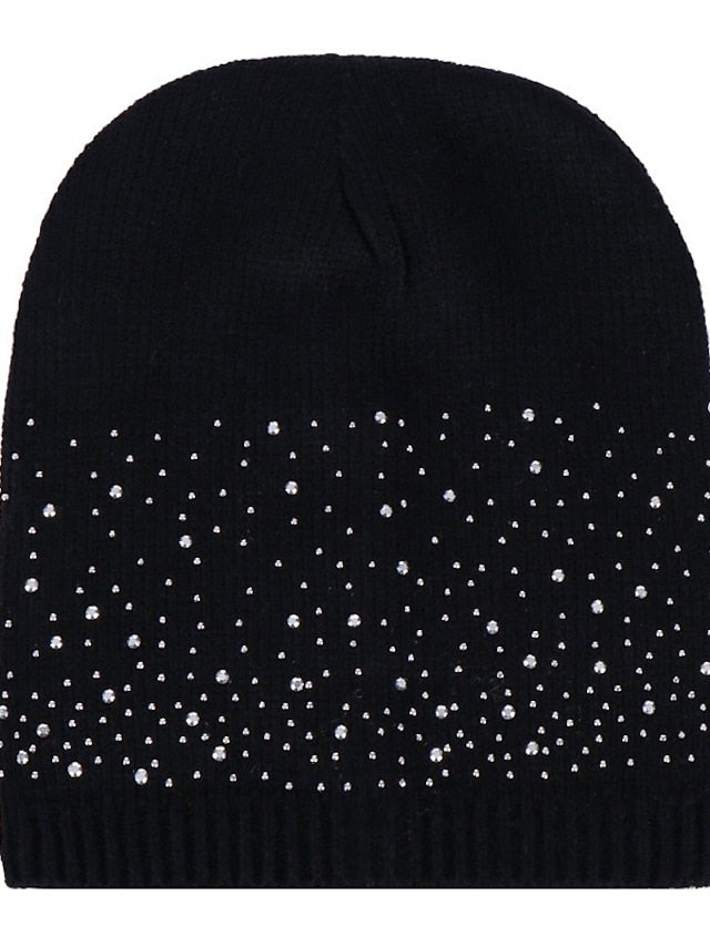 Hat Beanie / Slouchy Black Blue Camel Outdoor Home Daily Beaded Knit Polka Dot Portable Windproof Comfort for Women - LuckyFash™