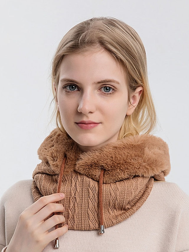 High Quality Winter Fur Cap Mask Set Hooded for Women Knitted Cashmere Neck Warm Outdoor Ski Windproof Hat Thick Plush Fluffy Beanies - LuckyFash™