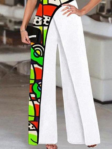 Graffiti Printed Slant Shoulder High Waist Jumpsuit - LuckyFash™