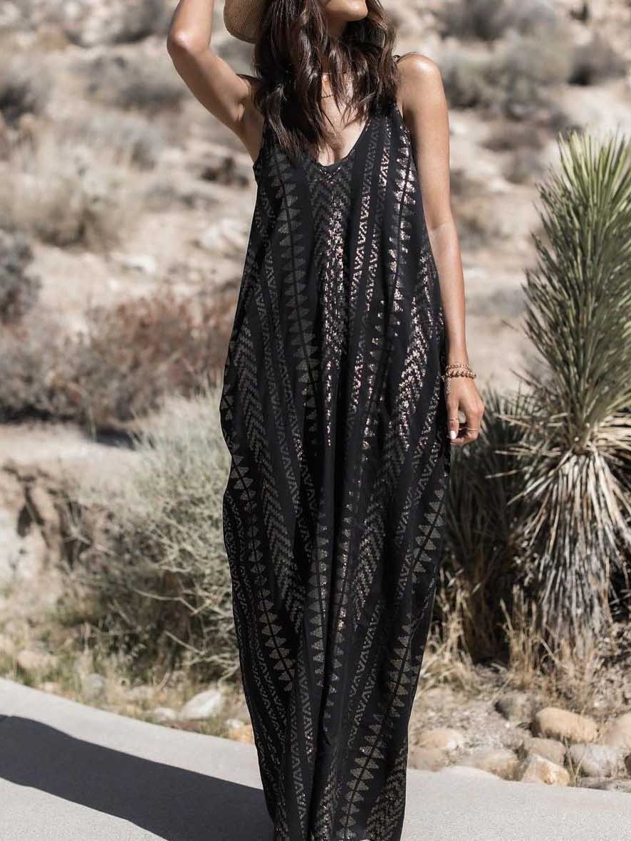 Graphic Print Casual Sleeveless Dress - LuckyFash™