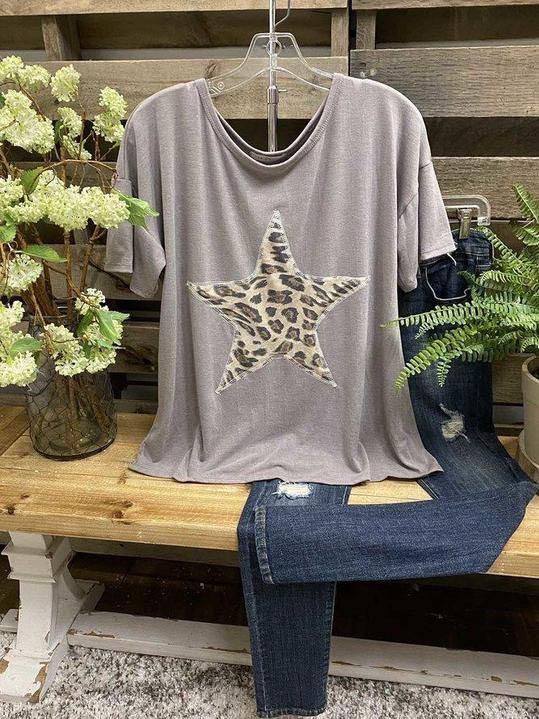 Gray Casual Leopard Shirts & Tops - LuckyFash™