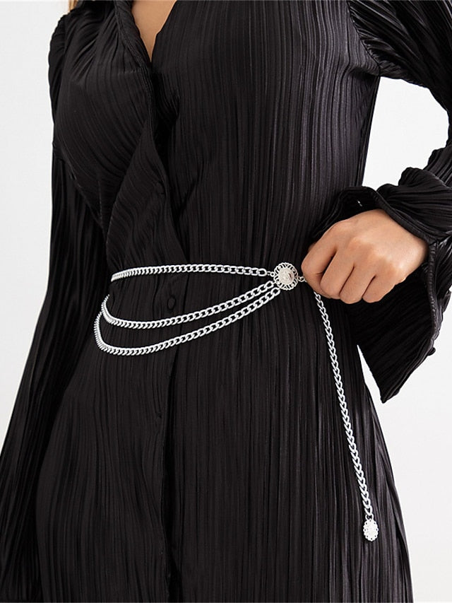 Women's Chain Belt Metal Chain Metal Bucke Charm Pendent Gothic Cowboy Party Daily Silver Gold - LuckyFash™