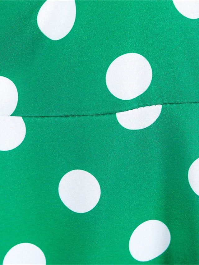 Women's Elegant Retro Vintage Dress Midi Dress Outdoor Holiday Lace Polka Dot Crew Neck Sleeveless Regular Fit Summer Spring 2023 Black White S M L XL - LuckyFash™